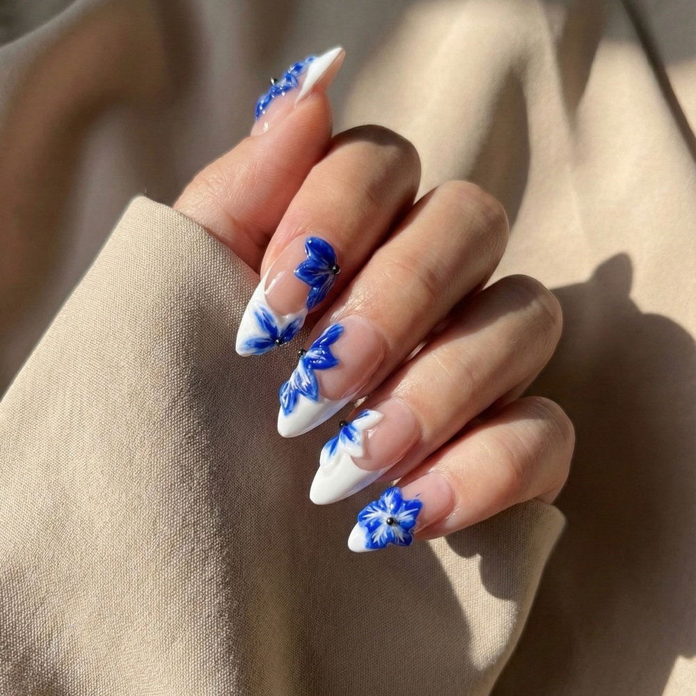 Blue Orchid | press on nails | Handmade
